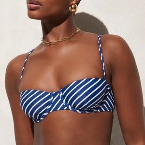 J. Crew Blue and White Striped Underwire Bikini Top Size XS/S